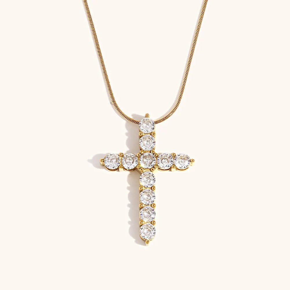 Chunky CZ Cross Necklace