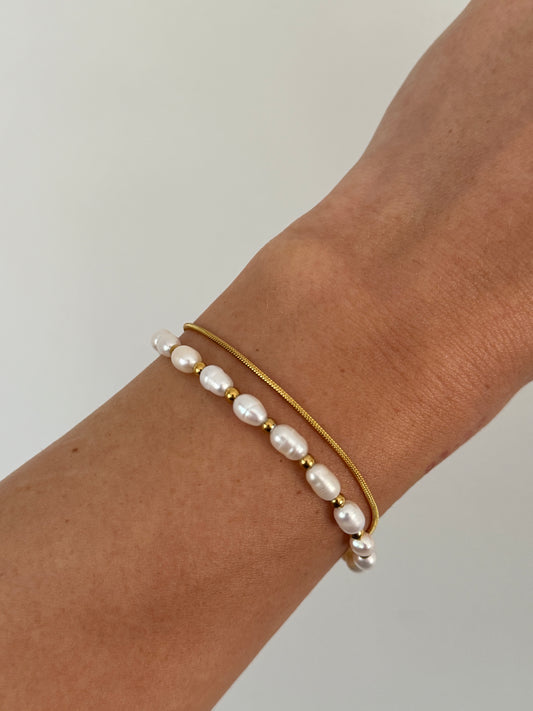 Dainty Pearl Bracelet Stack