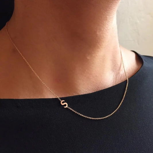 Sideways Personalized Initial Necklace