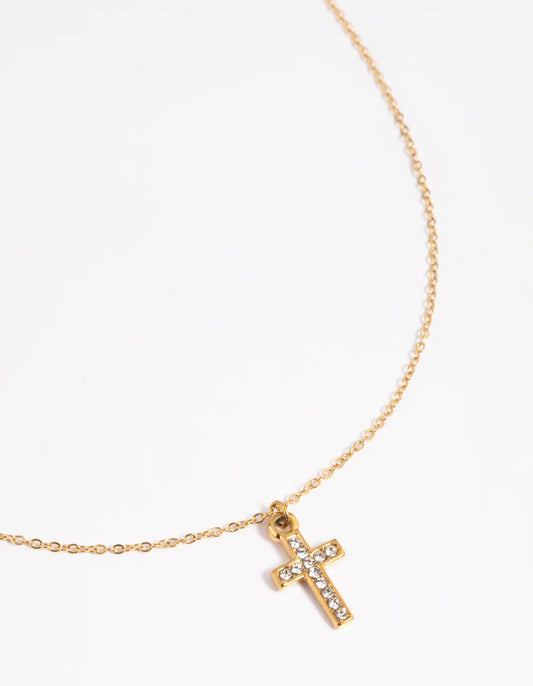 Dainty CZ Cross Necklace